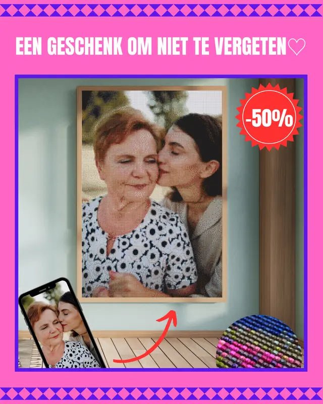 Moederdag cadeau knutselen: geef een diamond painting met eigen foto - Glittercraft