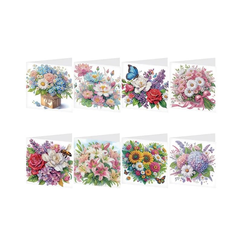 Diamond Painting Kaarten - Prachtige Bloemen Mix