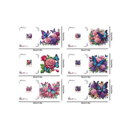 Diamond Painting Kaarten - Rozen met Vlinders - detail