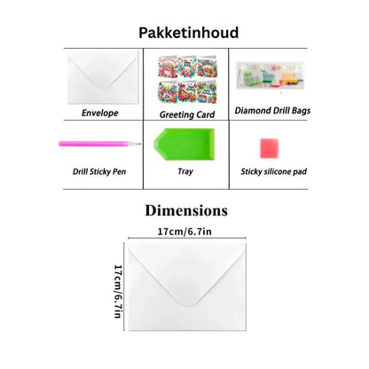 Diamond Painting Kaarten - Verjaardag - Bloemen - detail