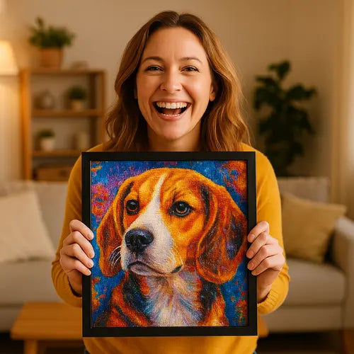 Vrouw geniet van diamond painting – meld je aan voor tips, inspiratie en exclusieve acties via e-mail.