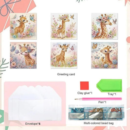 Diamond Painting Kaarten - Dieren - Giraffe - pakketinhoud