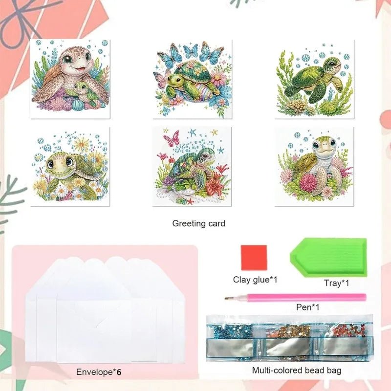Diamond Painting Kaarten - Dieren - Schildpad - pakketinhoud