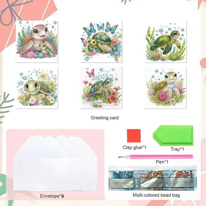 Diamond Painting Kaarten - Dieren - Schildpad - pakketinhoud