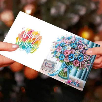 Diamond Painting Kaarten - Verjaardag - Bloemen 