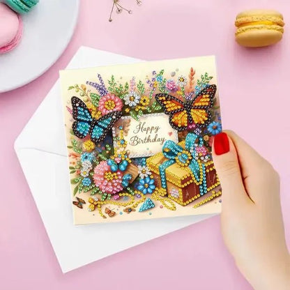 Diamond Painting Kaarten - Verjaardag - Bloemen 