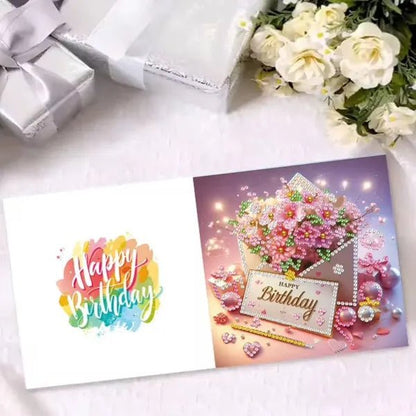 Diamond Painting Kaarten - Verjaardag - Bloemen 