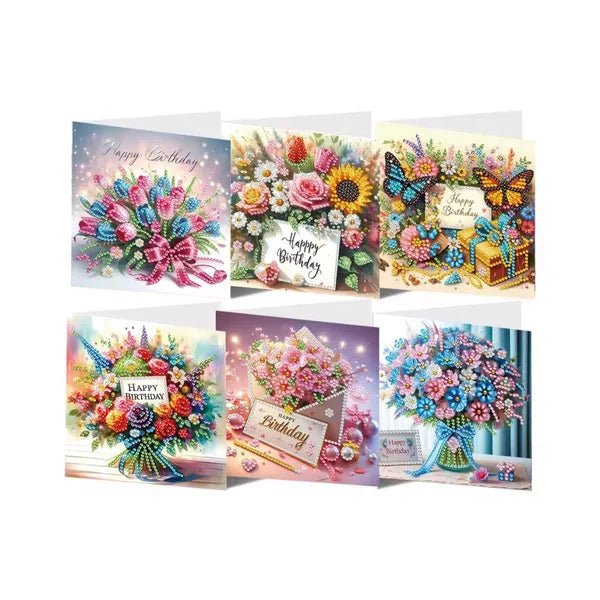 Diamond Painting Kaarten - Verjaardag - Bloemen 