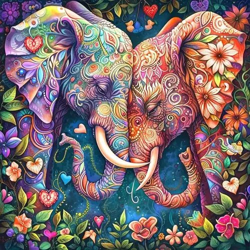 Diamond Painting - Olifanten - 30X30CM - Rond - Glittercraft
