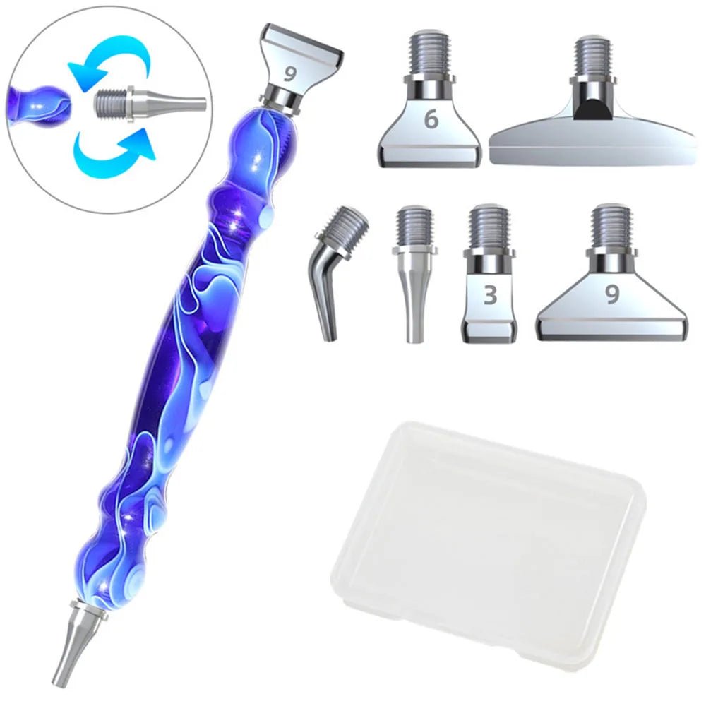Diamond painting pen - 6 metalen opzetstukjes - Glittercraft