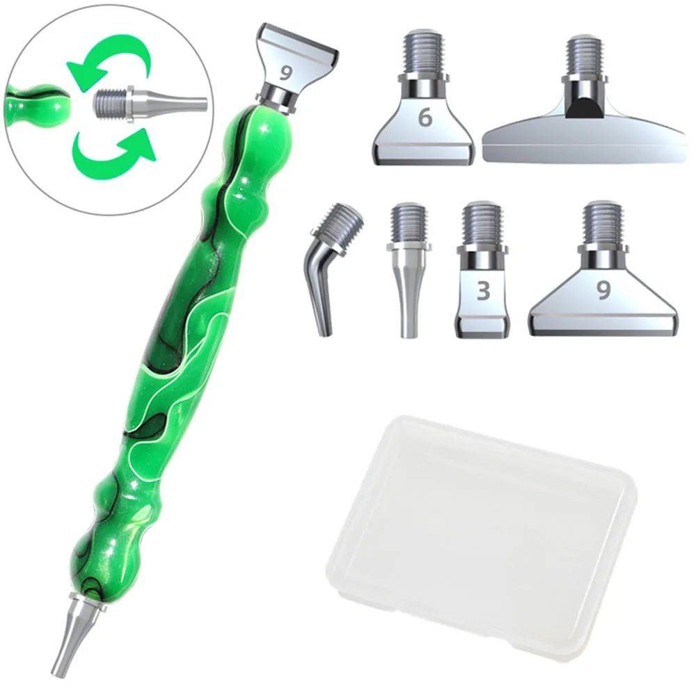 Diamond painting pen - 6 metalen opzetstukjes - Glittercraft