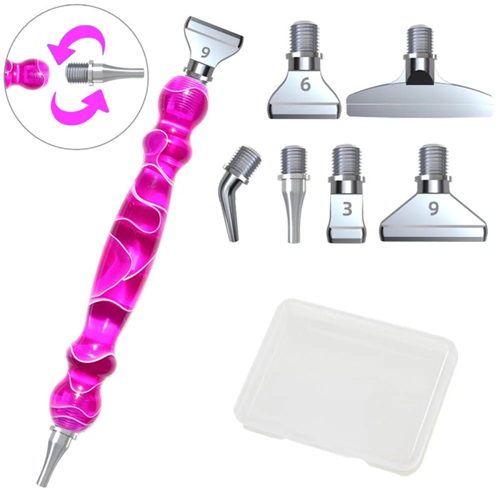 Diamond painting pen - 6 metalen opzetstukjes - Glittercraft
