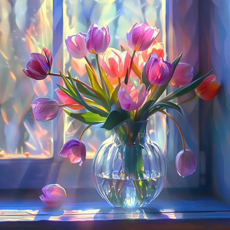 Diamond Painting - Vaas met bloemen - 40X40CM - Glittercraft
