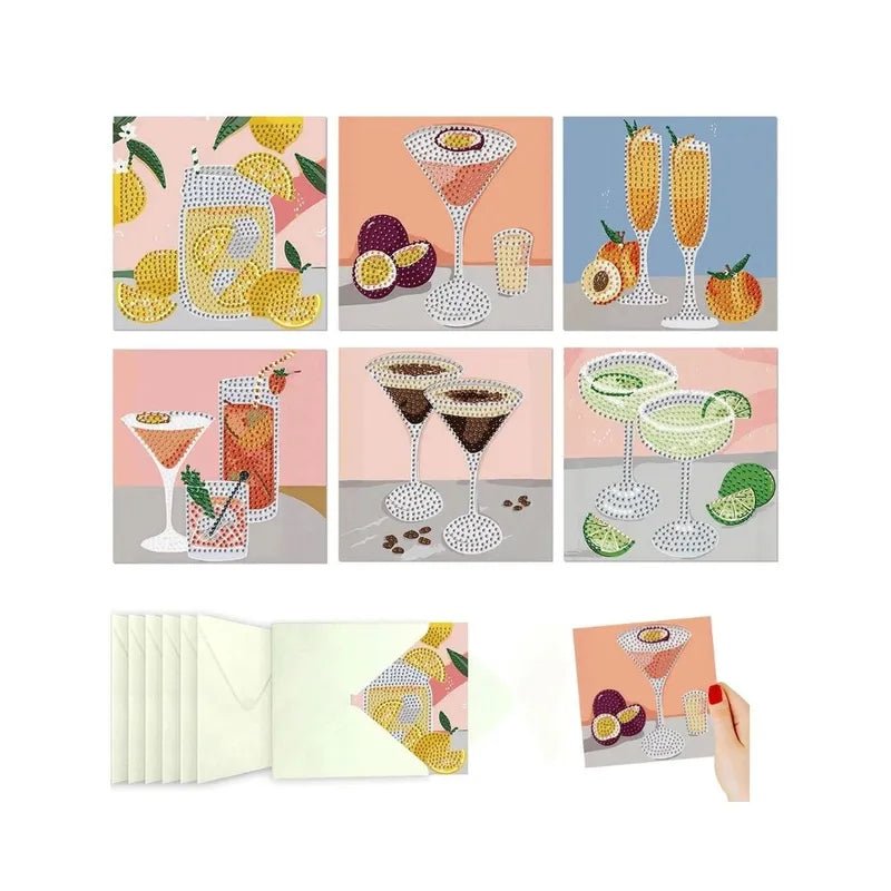 Diamond Painting Wenskaarten - Retro Cocktails